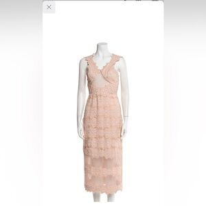 Jonathan Simkhai Pink Sheath Midi Dress Sweetheart Neckline